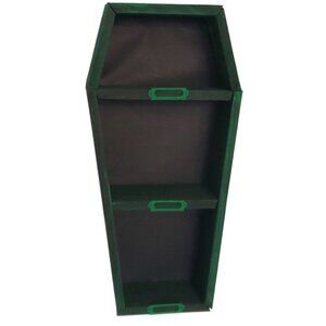 Decorative Green & Black Cedar Coffin Shelf with Nameplates